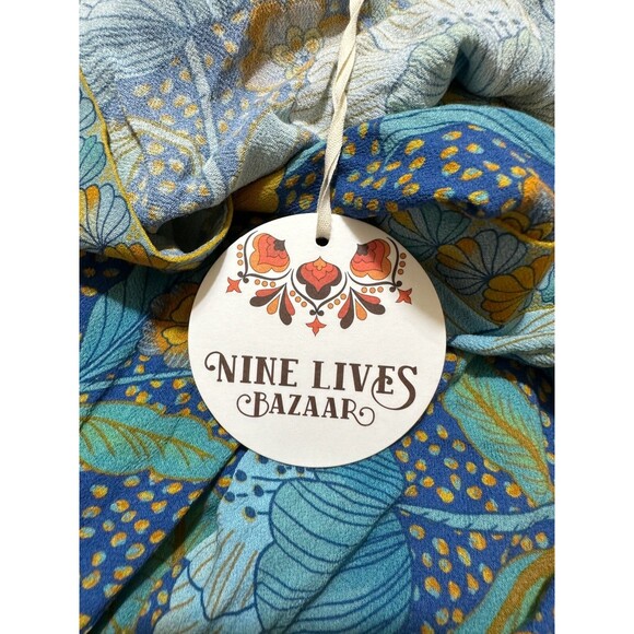Nine Lives Bazaar Allure Maxi Wrap Dress Size 10 Blue Floral Boho Long Sleeve - Picture 15 of 16